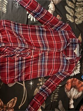 Lucky Brand Red and Blue Plaid Button-Down Shirt